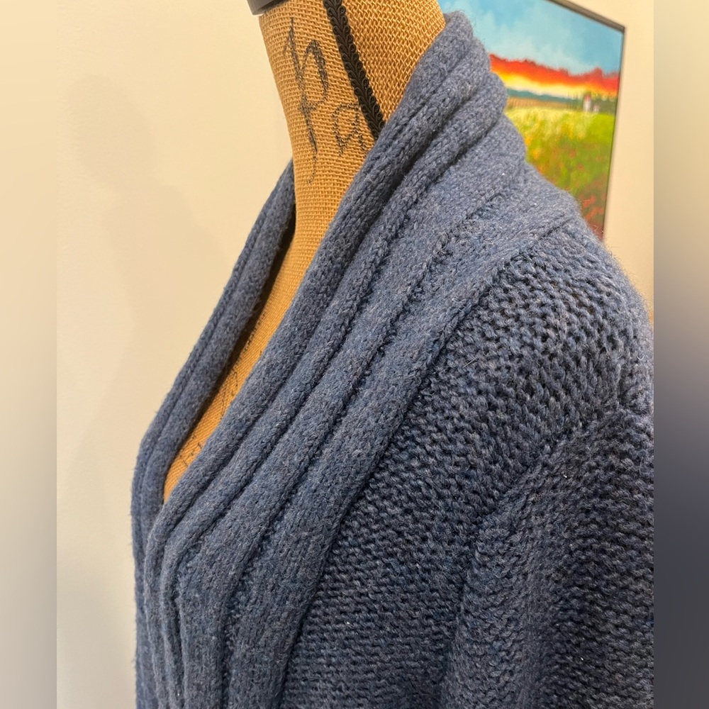 Natural Reflections Wool Blend Knit Cardigan Sweater Open Front Blue Size XL - Picture 6 of 11